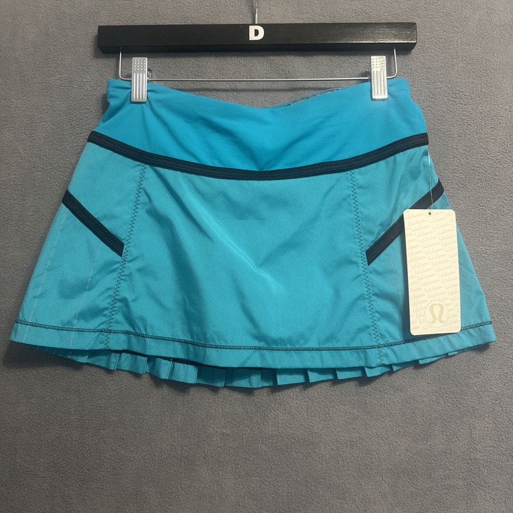 NWT Lululemon Run Reflection Skirt Pleated Skort Size 4 Teal Blue Black Tennis